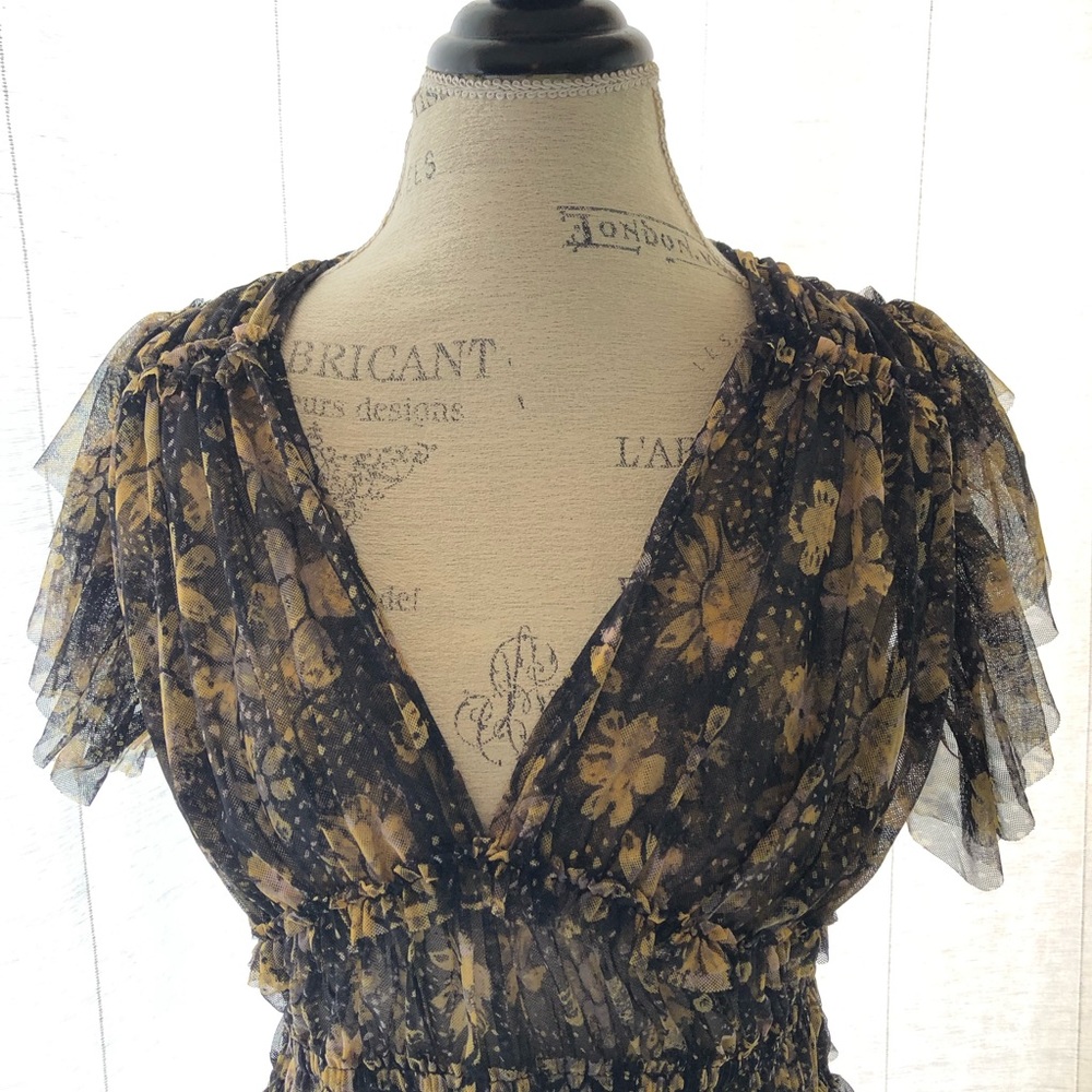 Free People Sheer Multi-colored Tulle Ruffed Crop Top Large - Picture 6 of 12